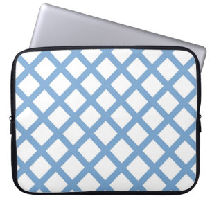 Blue White Harlequin Diamond Stripe Pattern Laptop Sleeve