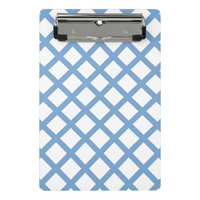 Blue White Harlequin Diamond Stripe Pattern Mini Clipboard (Front)