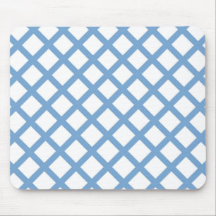 Blue White Harlequin Diamond Stripe Pattern Mouse Mat