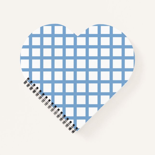 Blue White Harlequin Diamond Stripe Pattern Notebook (Front)