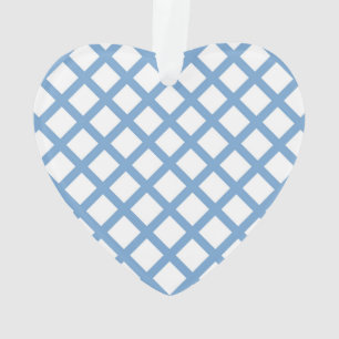 Blue White Harlequin Diamond Stripe Pattern Ornament