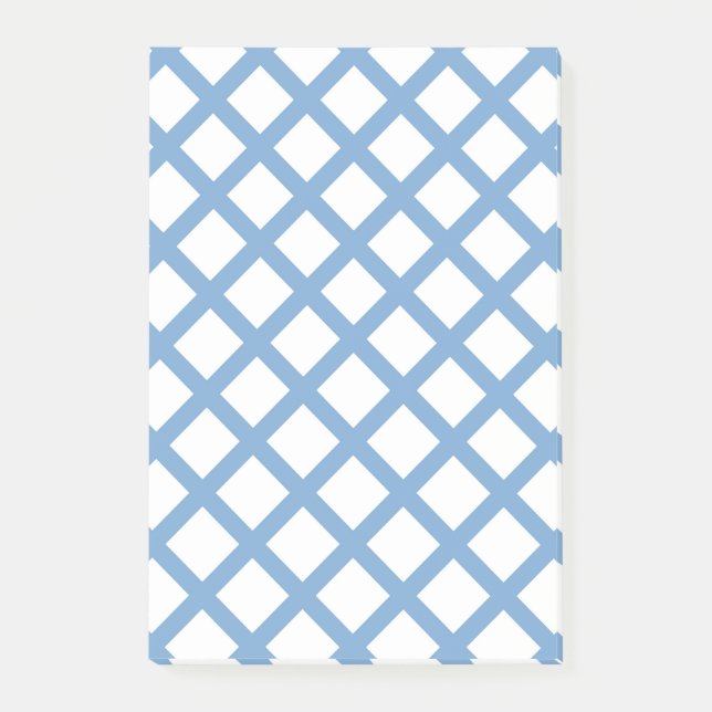 Blue White Harlequin Diamond Stripe Pattern Post-it Notes (Front)