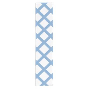 Blue White Harlequin Diamond Stripe Pattern Short Table Runner