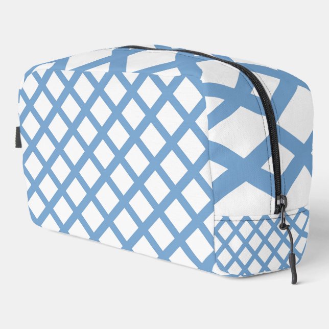 Blue White Harlequin Diamond Stripe Pattern Toilet Dopp Kit (Right Corner)