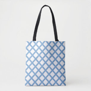 Blue White Harlequin Diamond Stripe Pattern Tote Bag