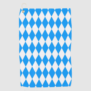 Blue White Harlequin Diamonds Checkers Design Golf Towel