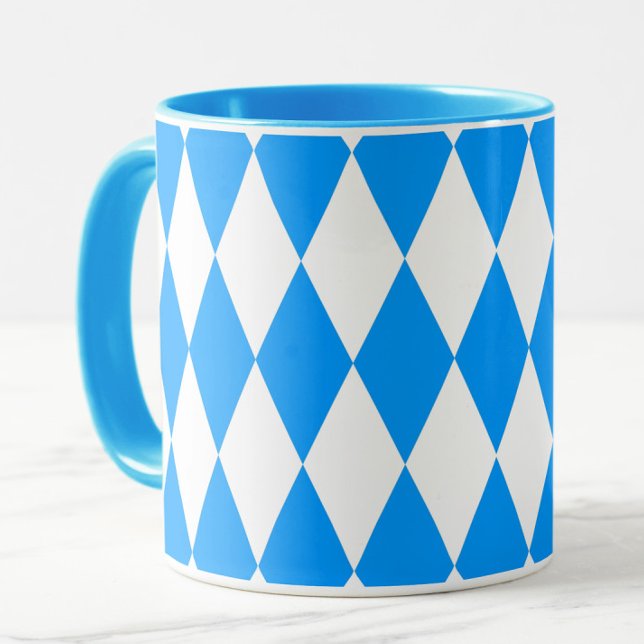 Blue White Harlequin Diamonds Checkers Design  Mug (Creator Uploaded)
