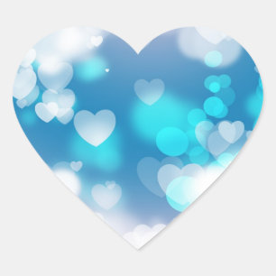 BLUE WHITE HEARTS LAYERS BOKEH DIGITAL WALLPAPER HEART STICKER