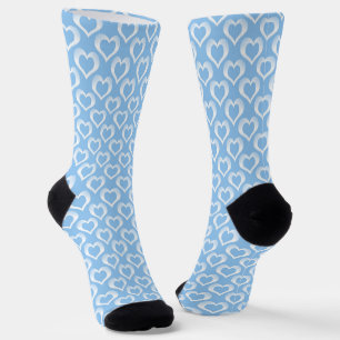 Blue White Hearts Pattern Socks