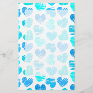 Blue white hearts Stationery