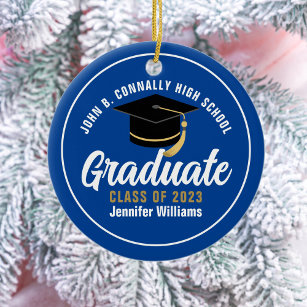 Blue White High School Graduate Personalised 2024 Ceramic Tree Decoration