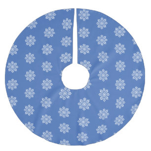 Blue White Holiday Chinoiserie Snowflake Brushed Polyester Tree Skirt