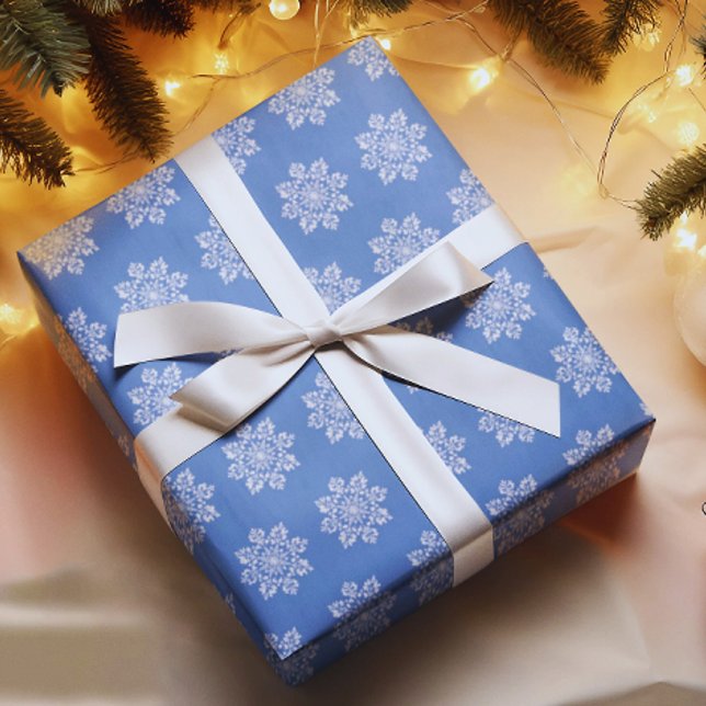 Blue White Holiday Chinoiserie Snowflake  Wrapping Paper (Creator Uploaded)