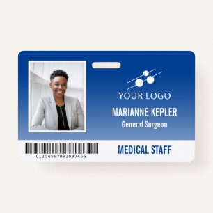 Blue White Hospital Employee ID Add Your Logo ID Badge