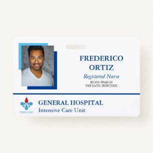 Blue & White Hospital Employee ID Your Logo ID Badge