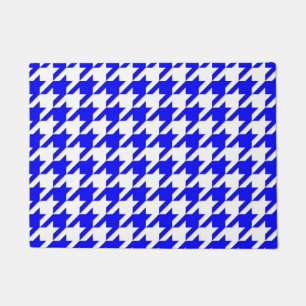 Blue White Houndstooth Check Doormat
