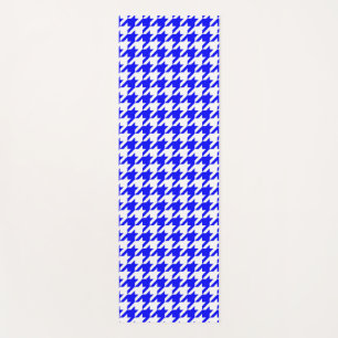 Blue White Houndstooth Check Yoga Mat