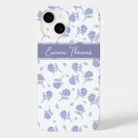 Blue & White Hydrangea Botanical Toile Pattern