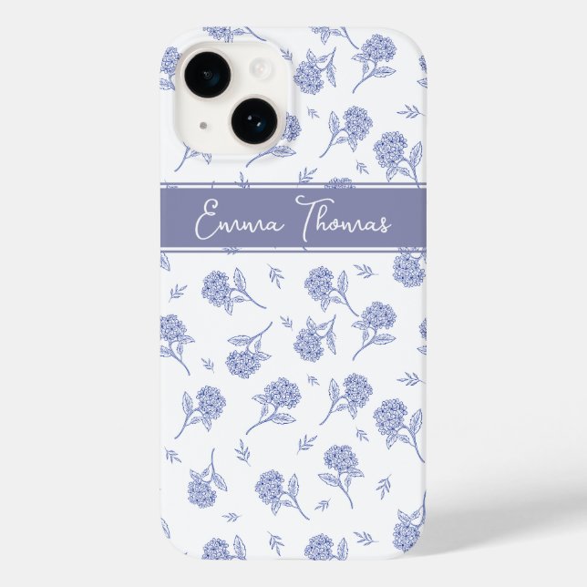 Blue & White Hydrangea Botanical Toile Pattern  Case-Mate iPhone Case (Back)