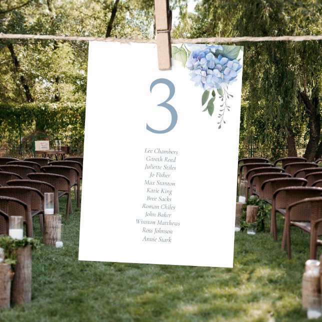 Blue & White Hydrangea Guestlist Table Number (Creator Uploaded)