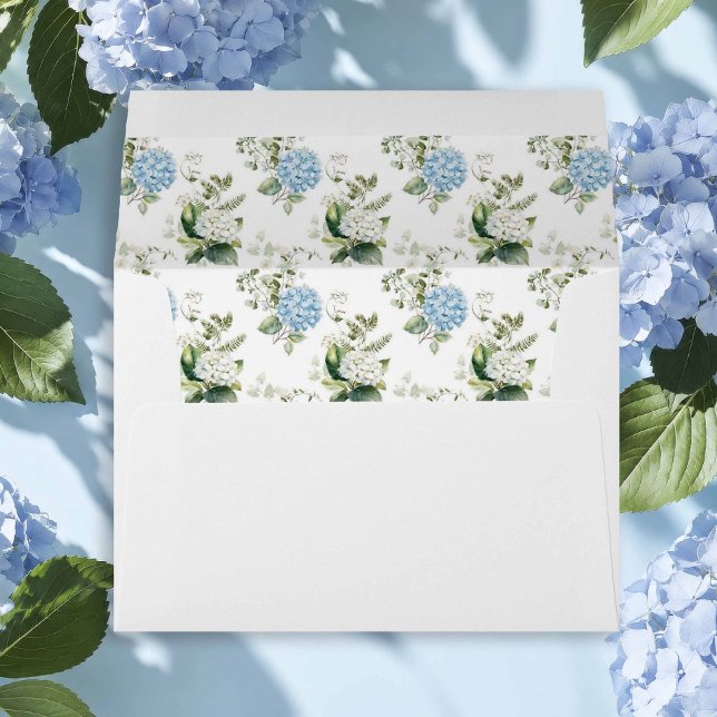 Blue White Hydrangea Wedding Invite Envelope (Creator Uploaded)