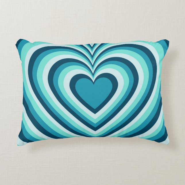 Blue White Hypnotic Heart Love Pattern Decorative Cushion (Front)