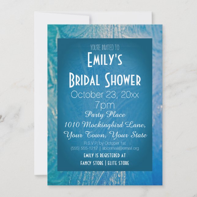Blue & White Ice Winter Wonderland Bridal Shower Invitation (Front)