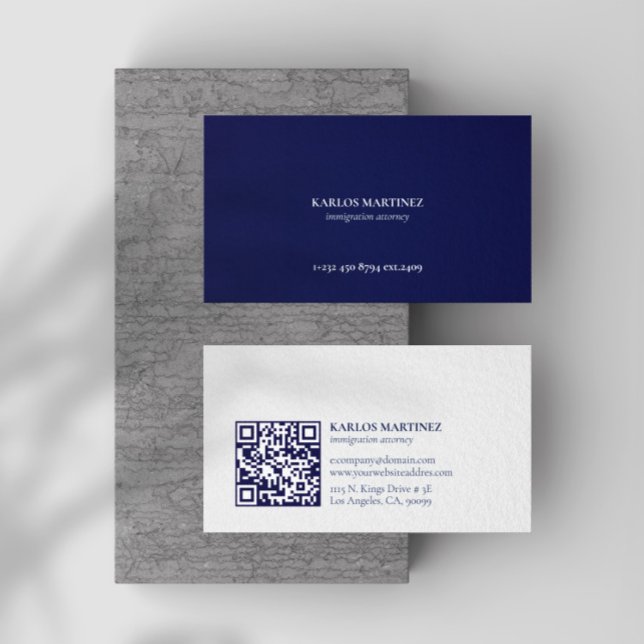 Blue & White Immigration Attorney QR code Business Card (Creator Uploaded)