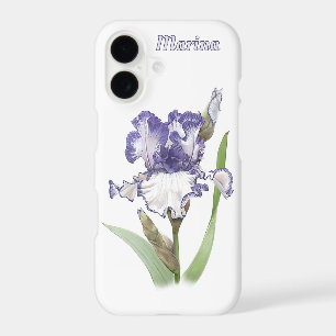 Blue White Iris Flower Botanical Art Personalised