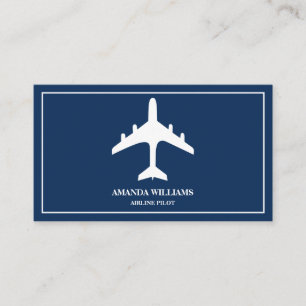 Blue White Jet Aircraft Airline Aeroplane Pilot Business Card