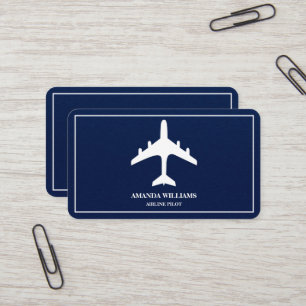 Blue White Jet Aircraft Airline Aeroplane Pilot Business Card