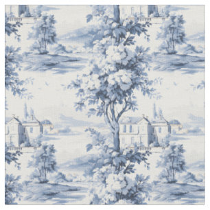 Blue & White Landscape Toile Fabric