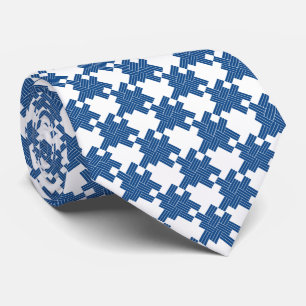 Blue & White Large Houndstooth Tie