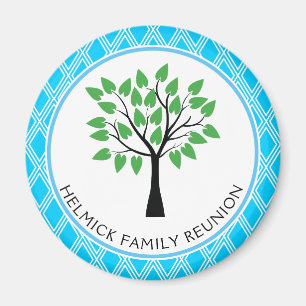 Blue & White Lattice Family Reunion Magnet