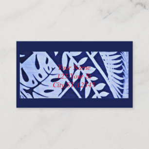 Blue White Leaves Pattern Thunder_Cove Business Card