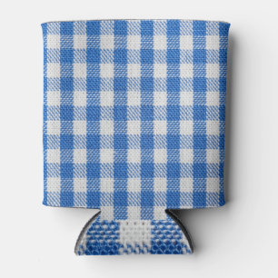 Blue-white lined dining clothes. can cooler