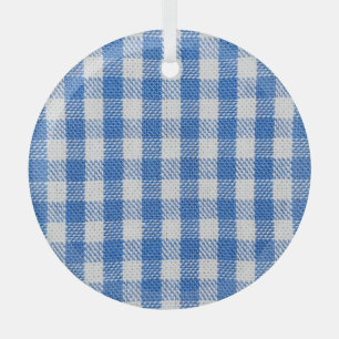 Blue-white lined dining clothes. glass tree decoration