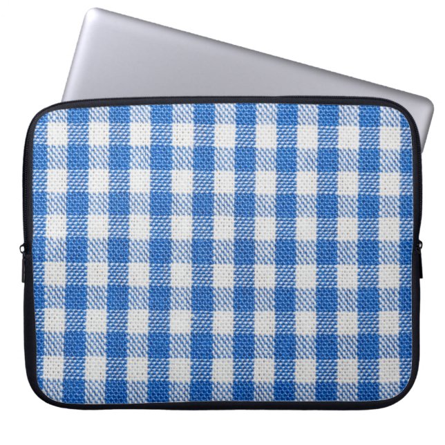 Blue-white lined dining clothes. laptop sleeve (Front)