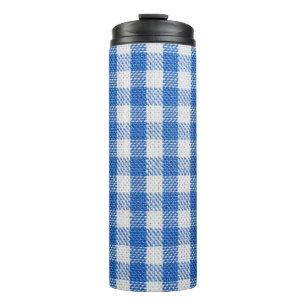 Blue-white lined dining clothes. thermal tumbler