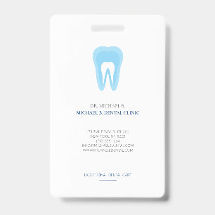 Blue White Logo Dr Dental Dentist Teeth ID Badge