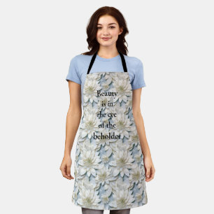 Blue White Lotus Flowers   Apron