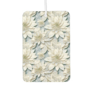 Blue White Lotus Flowers   Car Air Freshener