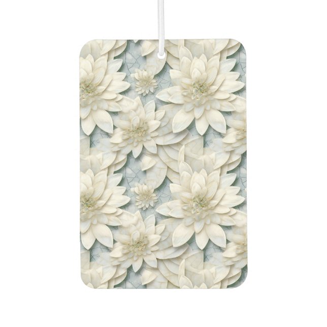 Blue White Lotus Flowers   Car Air Freshener (Front)
