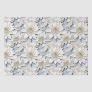 Blue White Lotus Flowers Tissue Paper