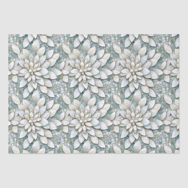 Blue White Lotus Flowers Wedding Tissue Paper (Front)