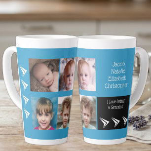 Blue white love being a Grandad with photos Latte Mug