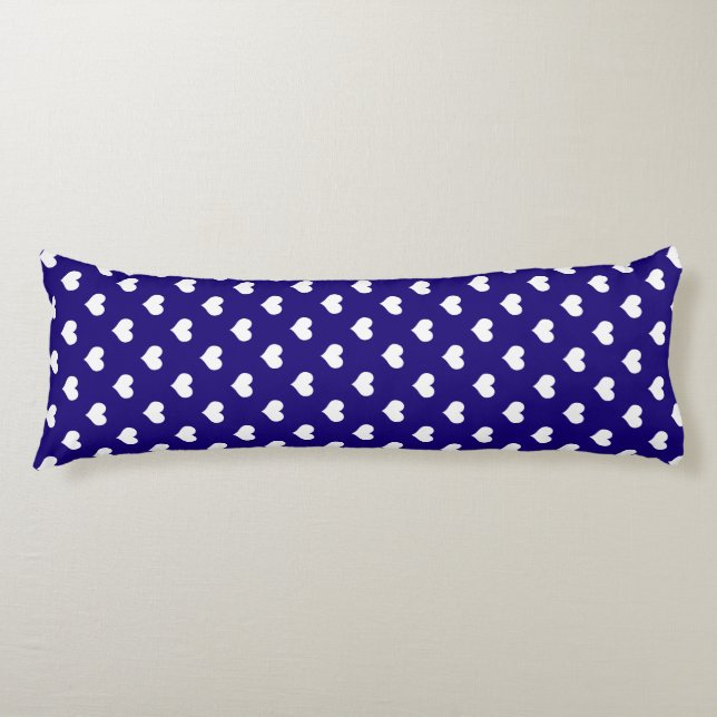 Blue White Love Heart Pattern Design  Body Cushion (Front)