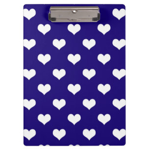 Blue White Love Heart Pattern Design Clipboard