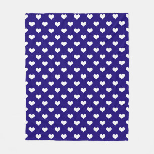 Blue White Love Heart Pattern Design Fleece Blanket