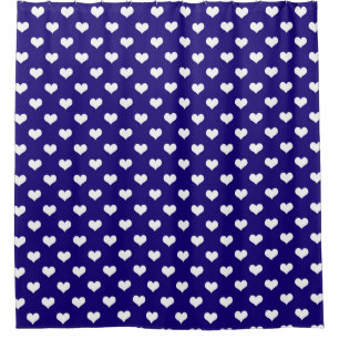 Blue White Love Heart Pattern Design Shower Curtain
